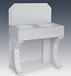 LAVANDINO DOPPIA VASCA TONDA CON SUPPORTI E FRONTALE